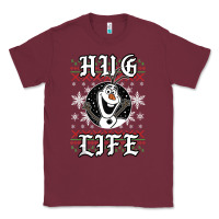 Burgundy fro.zen o.l.a.f hug life ugly christmas sweater style shirt Classic Tee - artisFamous