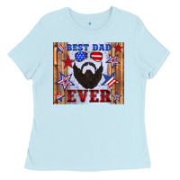 Baby Blue best dad ever american flag Ladies Tee - Artiststas