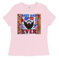 Bubblegum Pink best dad ever american flag Ladies Tee - Artiststas
