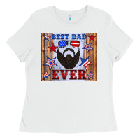 White best dad ever american flag Ladies Tee - Artiststas