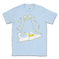 Dusty Blue cat dj Classic Tee - artisFamous