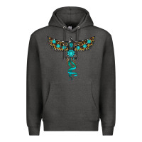 Charcoal Heather turquoise thunderbird Premium Hoodie - RanaPortraitStore