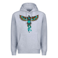Heather Grey turquoise thunderbird Premium Hoodie - RanaPortraitStore