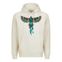 Oatmeal Heather turquoise thunderbird Premium Hoodie - RanaPortraitStore