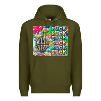 Army Green fuck everything skeletons Premium Hoodie - AdoDesignShop