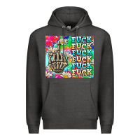 Charcoal Heather fuck everything skeletons Premium Hoodie - AdoDesignShop