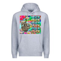 Heather Grey fuck everything skeletons Premium Hoodie - AdoDesignShop