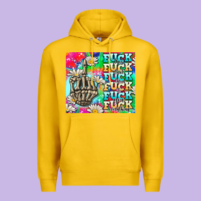 Fuck Everything Skeletons Premium Hoodie Designed By Adodesignshop