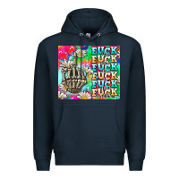 Navy fuck everything skeletons Premium Hoodie - AdoDesignShop