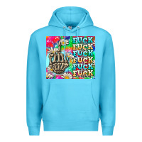 Ocean Blue fuck everything skeletons Premium Hoodie - AdoDesignShop