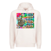 Pale Pink fuck everything skeletons Premium Hoodie - AdoDesignShop