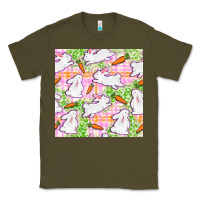 Army Green Easter Bunnies With Carrots Seamless Pattern Classic Tee - BundleAndBundleShop