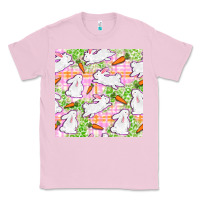 Bubblegum Pink Easter Bunnies With Carrots Seamless Pattern Classic Tee - BundleAndBundleShop