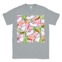 Heather Grey Easter Bunnies With Carrots Seamless Pattern Classic Tee - BundleAndBundleShop