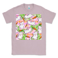 Lilac Easter Bunnies With Carrots Seamless Pattern Classic Tee - BundleAndBundleShop