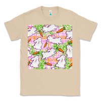 Mushroom Easter Bunnies With Carrots Seamless Pattern Classic Tee - BundleAndBundleShop