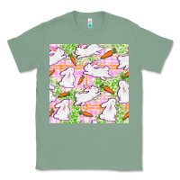 Sage Easter Bunnies With Carrots Seamless Pattern Classic Tee - BundleAndBundleShop