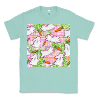 Seafoam Easter Bunnies With Carrots Seamless Pattern Classic Tee - BundleAndBundleShop