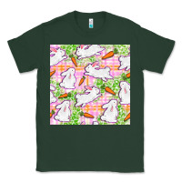 Sports Green Easter Bunnies With Carrots Seamless Pattern Classic Tee - BundleAndBundleShop
