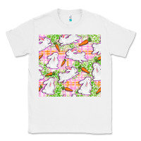 White Easter Bunnies With Carrots Seamless Pattern Classic Tee - BundleAndBundleShop