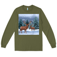 Army Green winter deer Long Sleeve Tee - BarkalooDesign