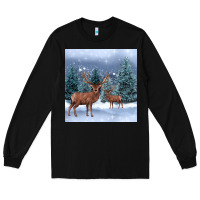 Black winter deer Long Sleeve Tee - BarkalooDesign