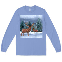 Colony Blue winter deer Long Sleeve Tee - BarkalooDesign
