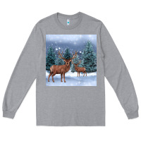 Heather Grey winter deer Long Sleeve Tee - BarkalooDesign