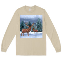 Mushroom winter deer Long Sleeve Tee - BarkalooDesign