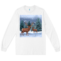 White winter deer Long Sleeve Tee - BarkalooDesign