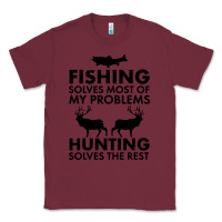 Burgundy funny fishing and hunting Classic Tee - artisFamous