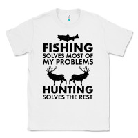 White funny fishing and hunting Classic Tee - artisFamous