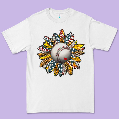 Baseball Sunflower Premium Tee Designed By Cowhidedigitalart