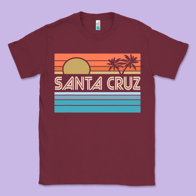 Santa C.r.u.z Cali Sunset 70s 80s Surfer Summer Sun Classic Tee Designed By Artisfamous