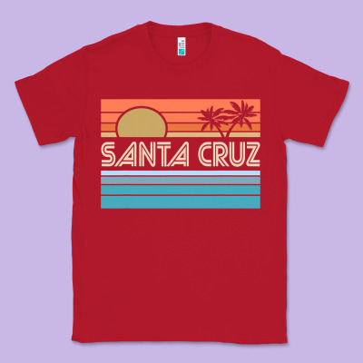 Santa C.r.u.z Cali Sunset 70s 80s Surfer Summer Sun Classic Tee Designed By Artisfamous