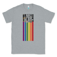 Heather Grey rainbow lightsaber Classic Tee - artisFamous
