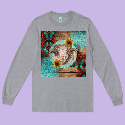 Western Merino Long Sleeve Tee Designed By Barkaloodesign