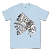 Dusty Blue american indian Classic Tee - artisFamous