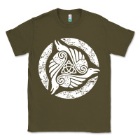 Army Green celtic trinity knot crow spiritual mandala Classic Tee - artisFamous