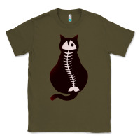 Army Green Cat with Fish Bone Classic Tee - artisFamous