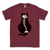 Burgundy Cat with Fish Bone Classic Tee - artisFamous