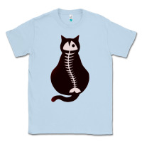 Dusty Blue Cat with Fish Bone Classic Tee - artisFamous