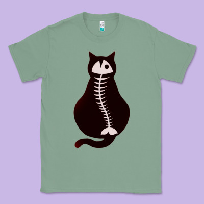 Cat With Fish Bone Classic Tee Designed By Artisfamous