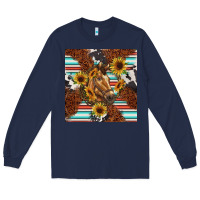 Navy western horse Long Sleeve Tee - BarkalooDesign