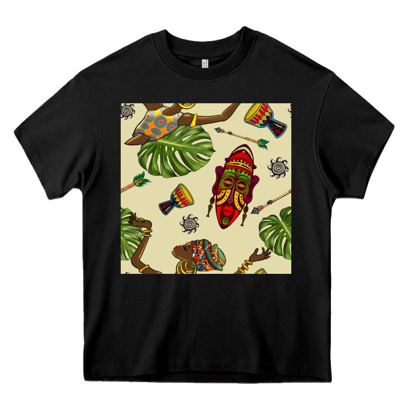 African Woman And Mask Seamless Pattern Heavy Core Tee by BundleAndBundleShop | Teevron