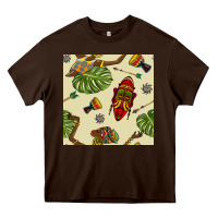 Chocolate Brown african woman and mask seamless pattern Heavy Core Tee - BundleAndBundleShop