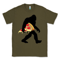 Army Green bigfoot carrying pizza Classic Tee - artisFamous