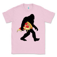Bubblegum Pink bigfoot carrying pizza Classic Tee - artisFamous