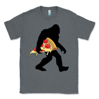 Charcoal Heather bigfoot carrying pizza Classic Tee - artisFamous
