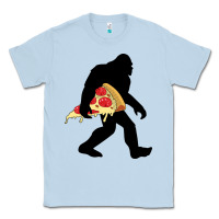 Dusty Blue bigfoot carrying pizza Classic Tee - artisFamous